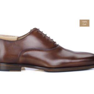 Richelieu homme Cognac patiné semelle cuir avec patin - TREMEZZO PATIN