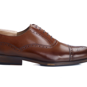 Richelieu homme Cognac patiné semelle cuir avec patin - HILCOTT PATIN