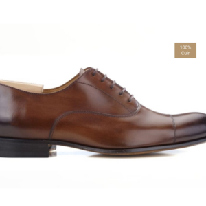 Richelieu homme Cognac patiné semelle cuir - BRISBURY