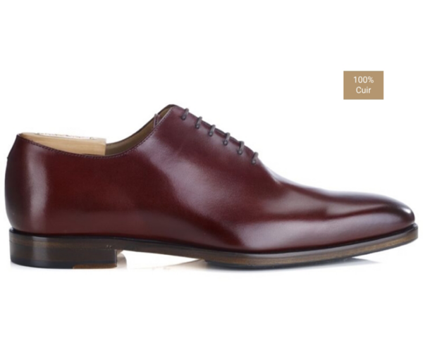 Richelieu homme Bordeaux Vif II semelle cuir avec patin - BELLAGIO PATIN