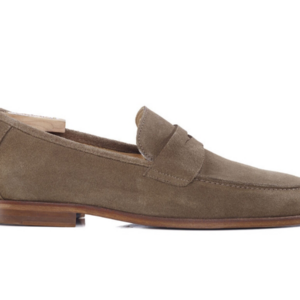 Mocassin homme cuir Velours Taupe - DERVIO Chaussure ville de luxe homme, semelle cuir