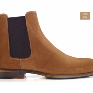 Chelsea boots homme Velours Cognac - DAWSON II PATIN