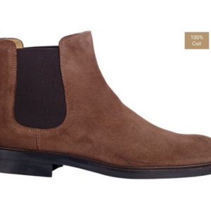 Chelsea boots cuir homme Velours brun clair - FANGLER GOMME CITY II