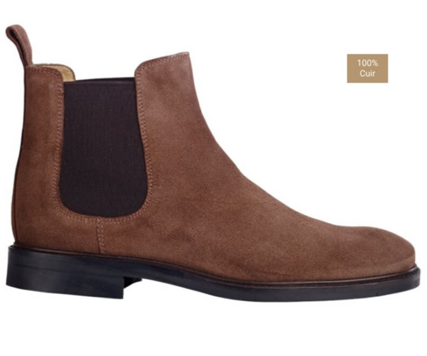 Chelsea boots cuir homme Velours brun clair - FANGLER GOMME CITY II