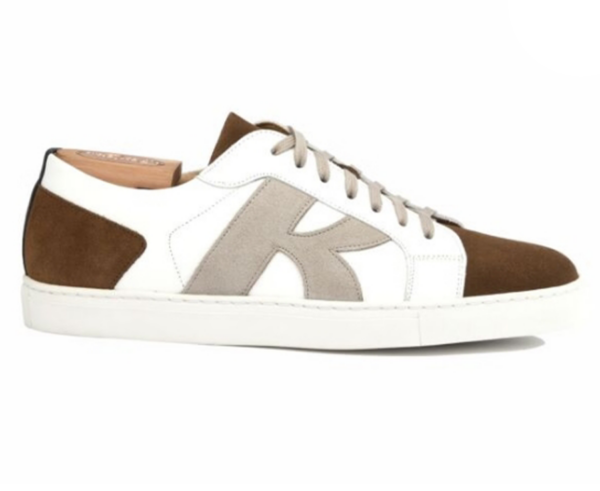 Sneakers homme Blanc et Velours Gris  - BRENTWOOD