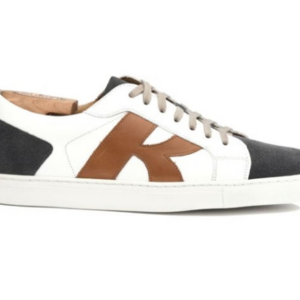 Sneakers homme Blanc et Velours Cognac - BRENTWOOD