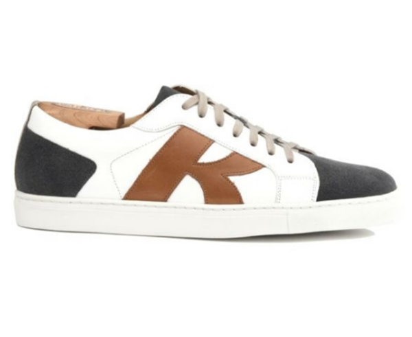 Sneakers homme Blanc et Velours Cognac - BRENTWOOD