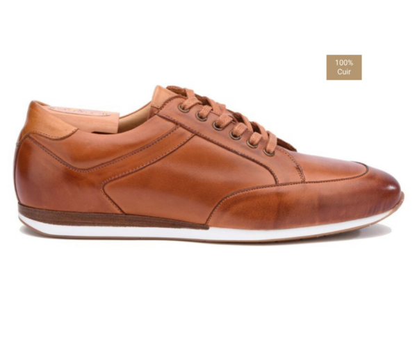 Sneakers homme cuir Châtaigne Patiné - BELBARA