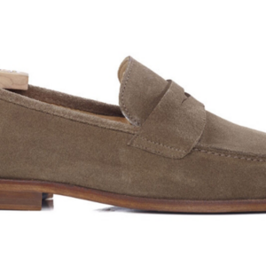 Mocassin homme cuir Velours Taupe - DERVIO Chaussure ville de luxe homme, semelle cuir