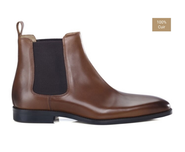 Chelsea boots cuir homme Chocolat Patiné - BERGAME PATIN