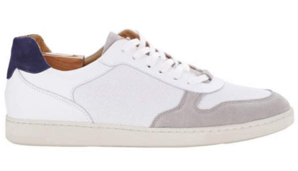 Sneakers homme cuir Velours Gris Clair et Cuir Blanc - BORONIA