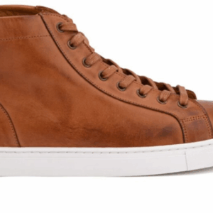 Sneakers montantes homme cuir Châtaigne Patiné - HAWTHORNE