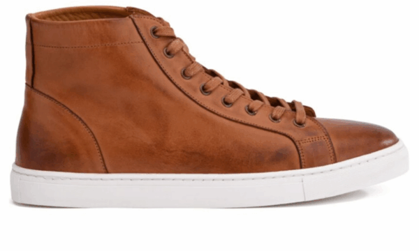 Sneakers montantes homme cuir Châtaigne Patiné - HAWTHORNE