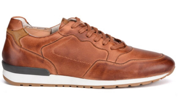 Sneakers Châtaigne Patiné cuir homme - CANBERRA