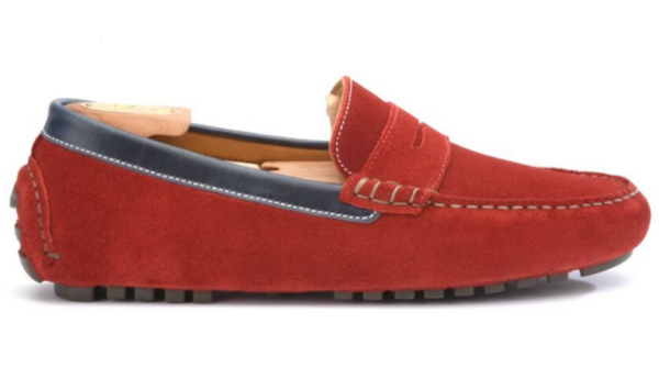 Mocassin été homme Velours Rouge et Cuir Navy - FERGUSON Mocassin driver