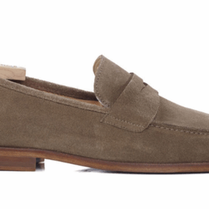 Mocassin homme cuir Velours Taupe - DERVIO Chaussure ville de luxe homme, semelle cuir