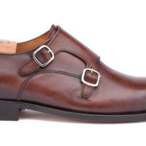 Chaussures homme double boucle Chocolat Patiné - CHIGWELL