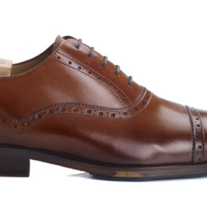 Richelieu homme Cognac patiné semelle cuir avec patin - HILCOTT PATIN