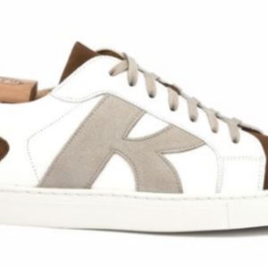 Sneakers homme Blanc et Velours Gris  - BRENTWOOD