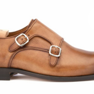 Chaussures homme double boucle Cognac Patiné - CHIGWELL