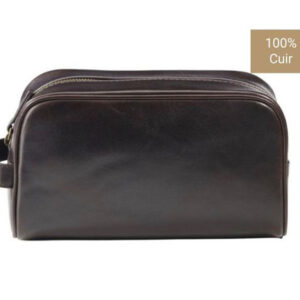 Trousse de voyage en cuir Chocolat Foncé