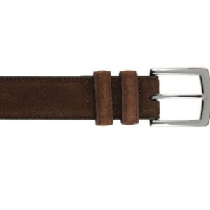 Ceinture luxe homme Velours Havane - WESTGATE SILVER